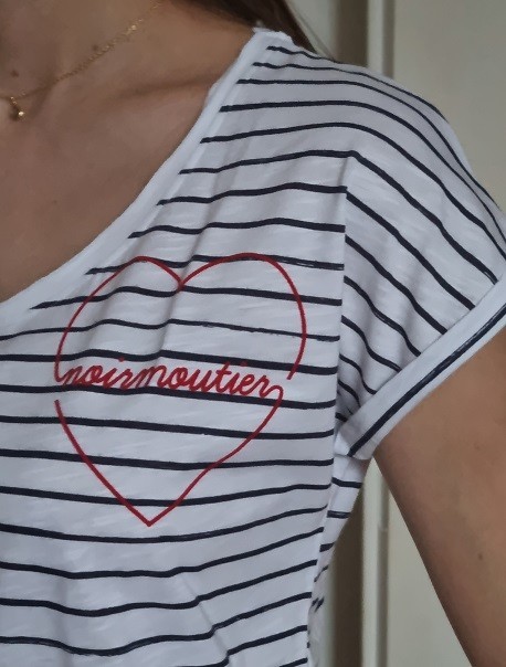 tee-shirt marinière coeur femme