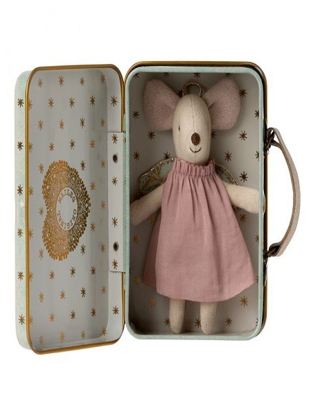 Souris Ange dans sa valise - Angel mouse in suitcase