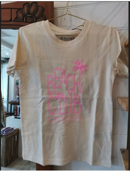 Tee shirt enfant beach club noirmoutier-ROSE paillette