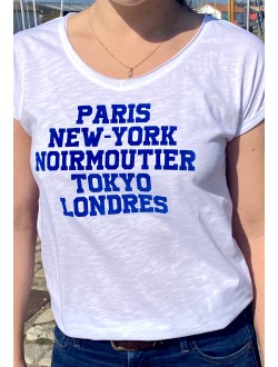 Tee-Shirt femme "Paris NY Noirmoutier Tokyo Londres" Bleu