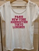 Tee-Shirt "Paris NY Noirmoutier Tokyo Londres" Magenta